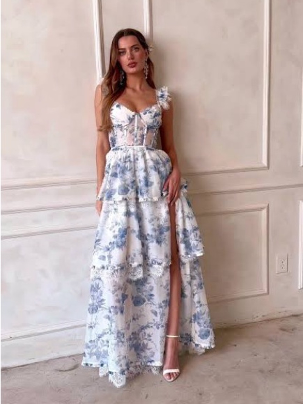 V Chapman Jolie dress in Provençal Blue Floral - formal gown, bridal, bridesmaid